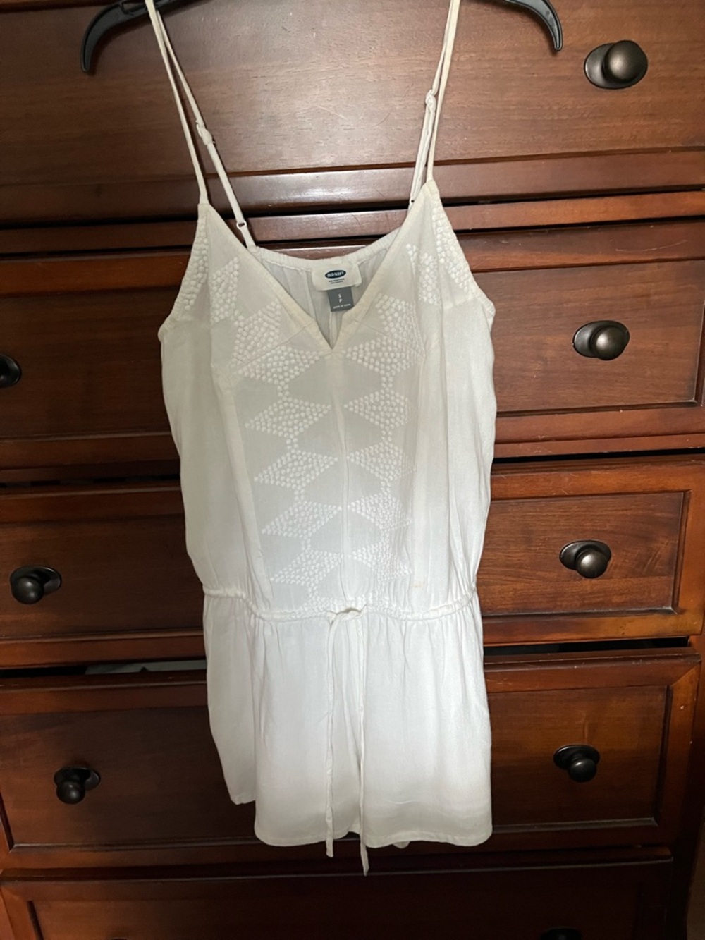 Old Navy White Embroidered Spaghetti-Strap Romper